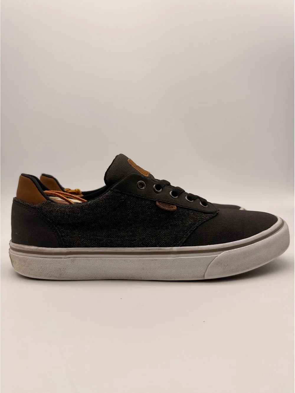 Vans Atwood Deluxe Mens Low Top Sneakers Gray Tweed Tan Leather Size 11
